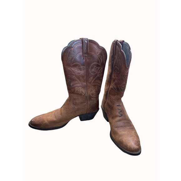 Ariat men’s brown leather western boots shoes 8B SKU 5548 main image 6